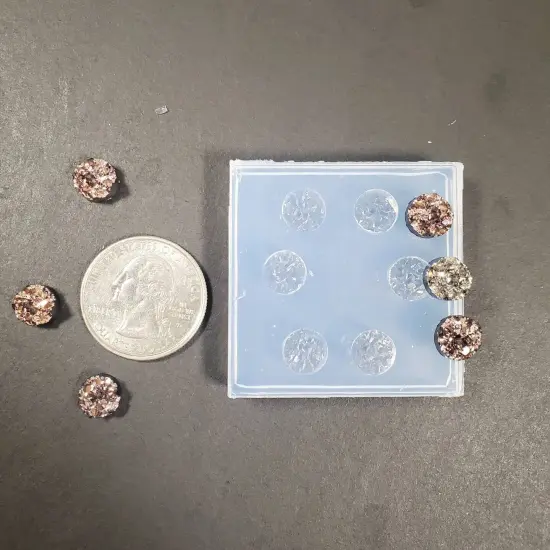 Circle 8mm Chunky Druzy Earring Silicone Mold(B4) {3}
