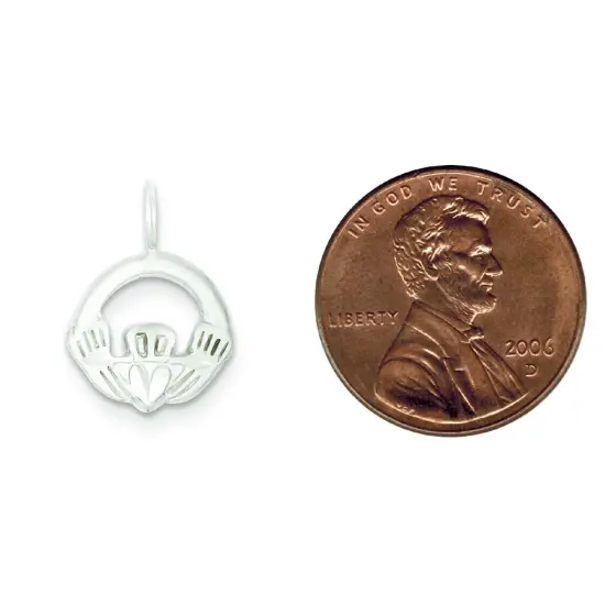 Sterling Silver Claddagh Charm Pendant Irish Jewelry 19mm x 14mm {2}