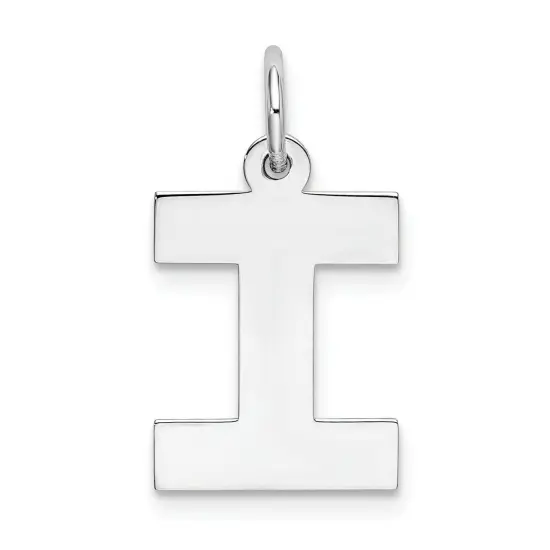 Sterling Silver Medium Block Initial Letter I Charm Jewerly 19mm x 12mm {1}