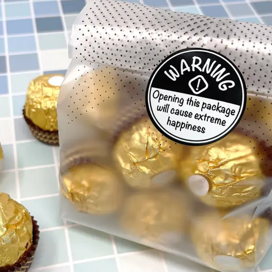 Wrapables 1.5 inch Black Extreme Happiness Warning Small Business Thank You Stickers Roll, Sealing Stickers and Labels for Boxes, Envelopes, Bags and Packages (500pcs) {5}