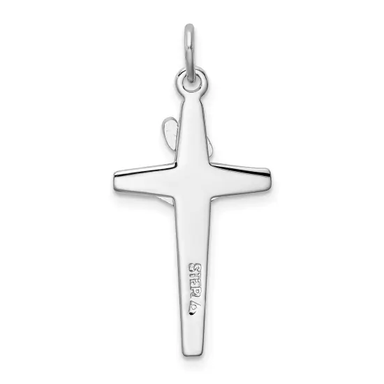 Sterling Silver Enamel INRI Crucifix Charm Jewelry 28mm x 13mm {3}
