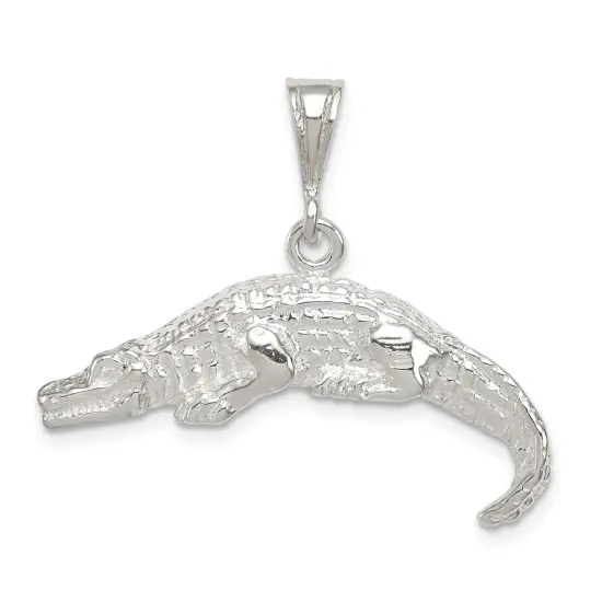 Sterling Silver Alligator Charm Pendant Florida Gator Jewerly 17mm x 32mm {1}