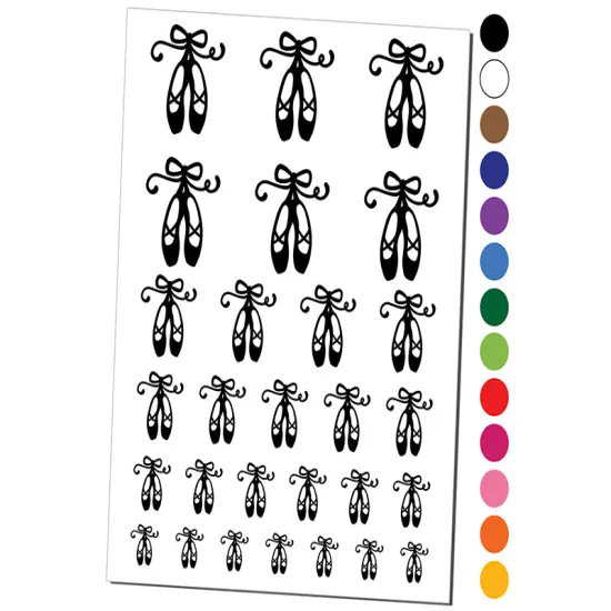 Ballet Shoes Slippers Ballerina Temporary Tattoo Water Resistant Fake Body Art Set Collection Brown {1}