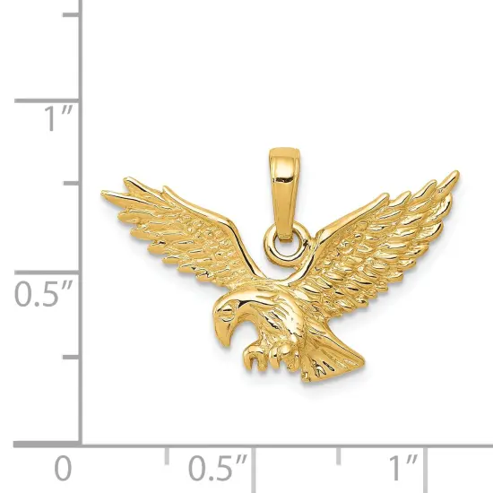 14K Gold Flying Eagle Charm Bird Jewelry Pendant {2}