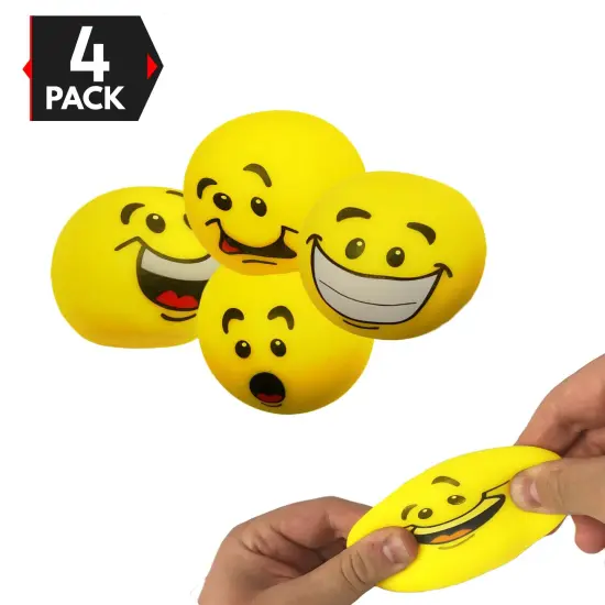 Big Mo's Toys Stress Balls - Emoticon Sensory Stress Reliever Fidget Toy Stretch Ball for ADD / ADHD - 4 Pack {1}