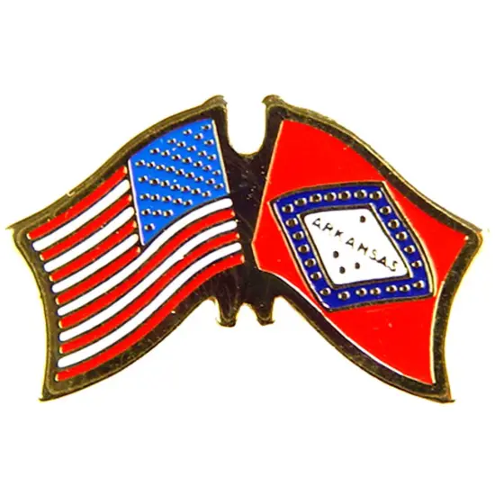 American & Arkansas Flags Pin 1" {1}