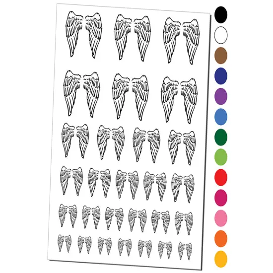 Folded Angel Wings Feathers Temporary Tattoo Water Resistant Fake Body Art Set Collection White {1}