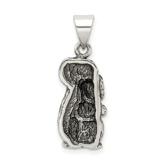 Sterling Silver Antiqued Squirrel Charm Pendant Jewelry 24mm x 10mm {3}