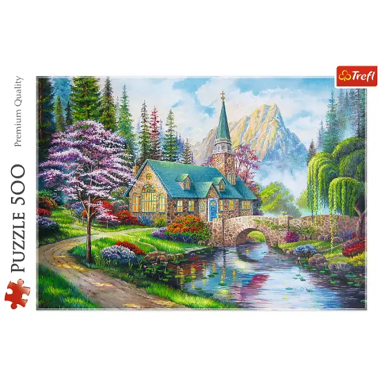 500 Piece Jigsaw Puzzles, Woodland Seclusion, Idyllic Landscape, Mountains and River, Cottage Puzzle, Adult Puzzles, Trefl 37327 {3}