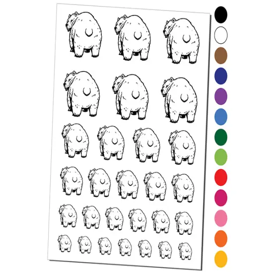 Standing Bear Looking Behind Temporary Tattoo Water Resistant Fake Body Art Set Collection Hot Pink {1}