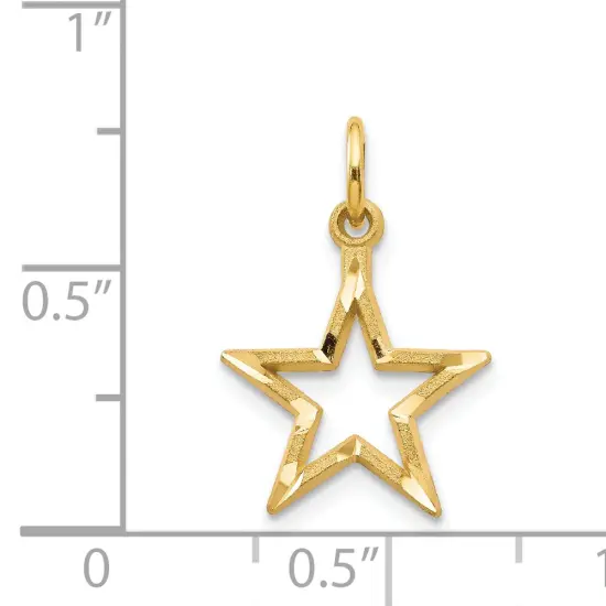 14K Yellow Gold Star Charm Pendant Jewelry FindingKing {3}
