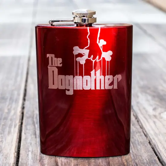 8oz RED The Dogmother Flask {2}