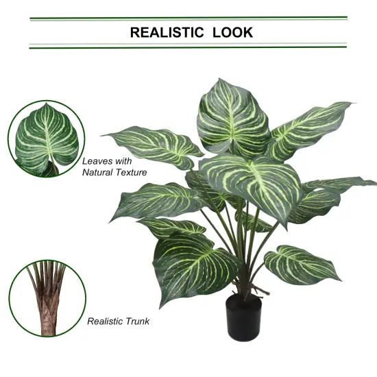 Indoor Oasis 3' Dieffenbachia Indoor Plant with Decorative Pot - Elegant Tropical Faux Greenery for Home & Office Decor - Air-Purifying, Low-Maintenance, Perfect for Living Room, Office Spaces, or Wedding Events, Floral Home by Artificial Flowers {4}