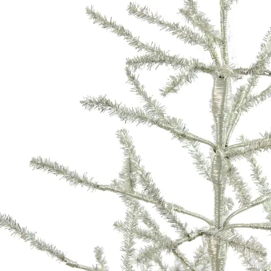 Northlight Full Tinsel Artificial Christmas Twig Tree - 3' - Champagne - Unlit Gold {6}