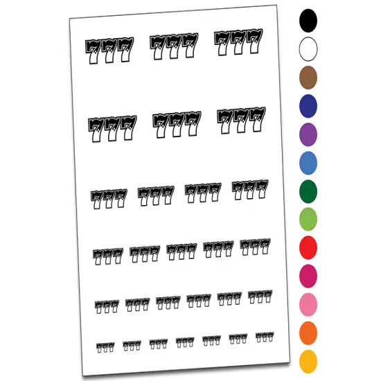 Lucky Sevens 7 Slot Machine Temporary Tattoo Water Resistant Fake Body Art Set Collection Light Green {1}