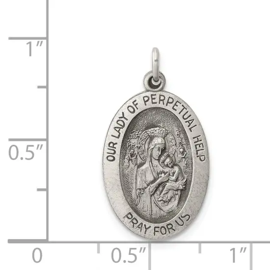 Sterling Silver Our Lady of Perpetual Help Round Medal {4}