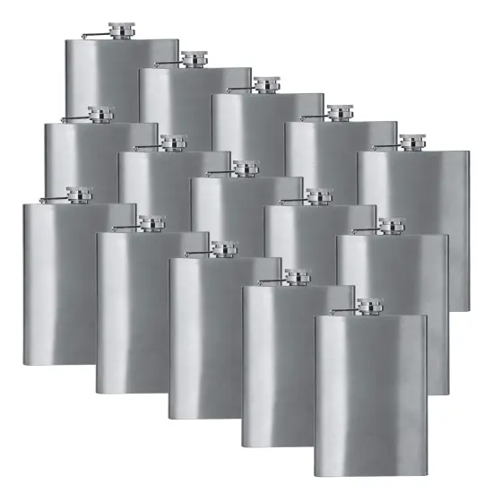 8oz Stainless Steel Hip Flask (QTY 15) (Stainless steel) Groomsman wedding gift {1}