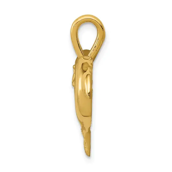 14K Yellow Gold Dolphin Heart Pendant Jewelry Charm 23mm x 20mm {4}