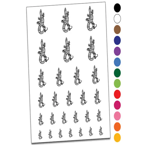 Goanna Monitor Lizard Reptile Temporary Tattoo Water Resistant Fake Body Art Set Collection Orange {1}