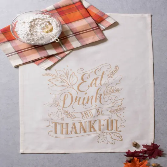 DII Assorted Check Fall Be Thankful Printed Dishtowel (Set of 2) {2}