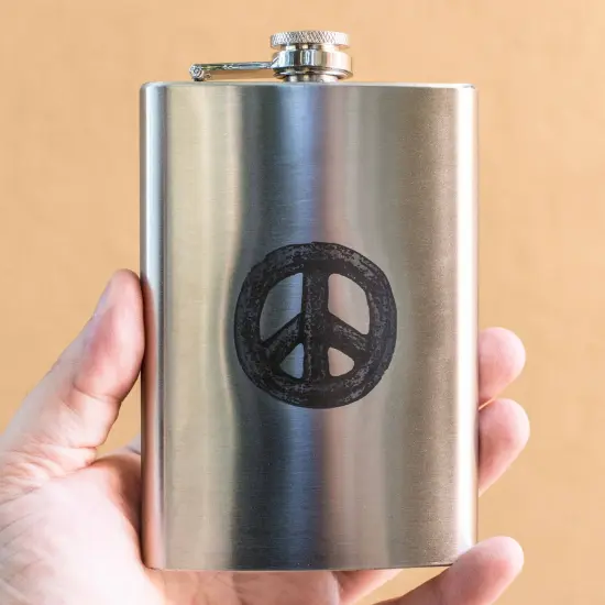 8oz Rustic Peace Stainless Steel Flask {3}