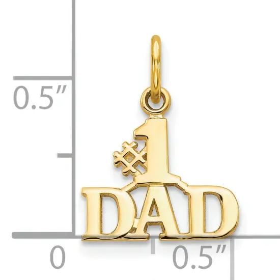 10K Yellow Gold #1 Dad Charm Father Daddy Jewelry 17mm x 13mm {4}