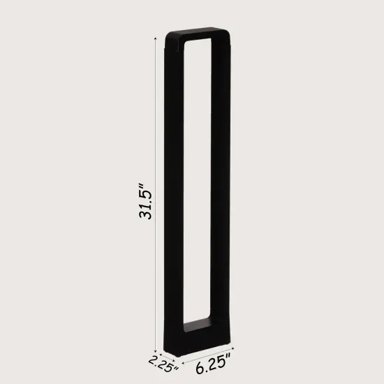 Decorative Driveway Bollard Rectangle LED Garden Light, Large Black Aluminum Pathway Yard Outdoor Light {4}