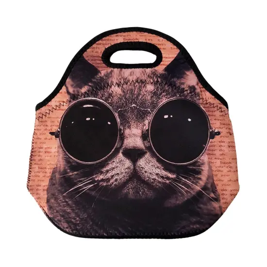 Wrapables Insulated Neoprene Lunch Bag Crazy Cat {1}