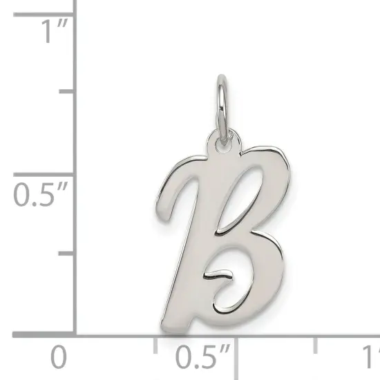Sterling Silver Medium Script Initial Letter B Charm Jewerly 18mm x 11mm {4}