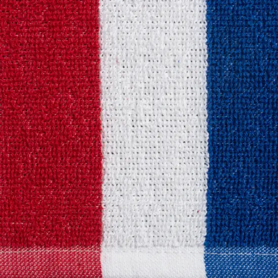 J&M Red, White and Blue Stripe Lounge Chair Beach Towel With Top Fitted Pocket 26x82 {2}