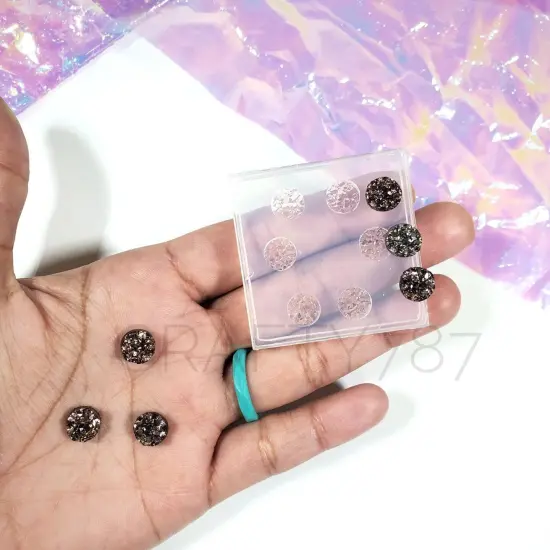 Circle 8mm Chunky Druzy Earring Silicone Mold(B4) {1}