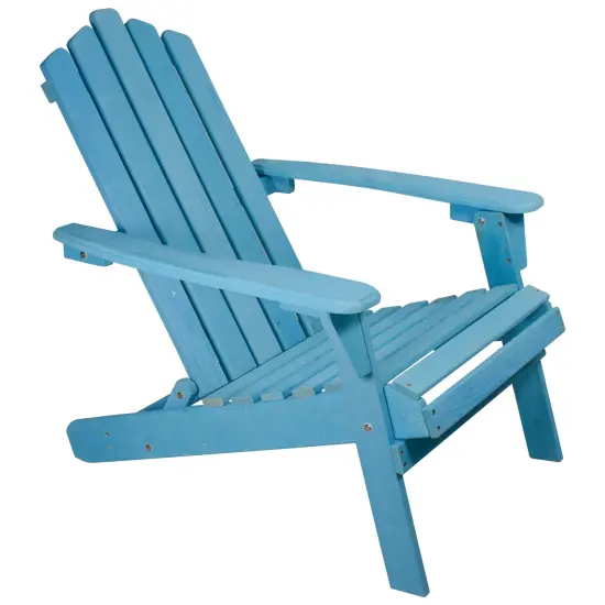 Northlight 36" Blue Classic Folding Wooden Adirondack Chair {1}