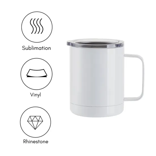 12oz Stainless Steel Sublimation Lidded Mugs - 4 Pack {2}