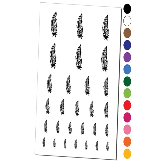 Hand Drawn Feather Doodle Temporary Tattoo Water Resistant Fake Body Art Set Collection Red {1}