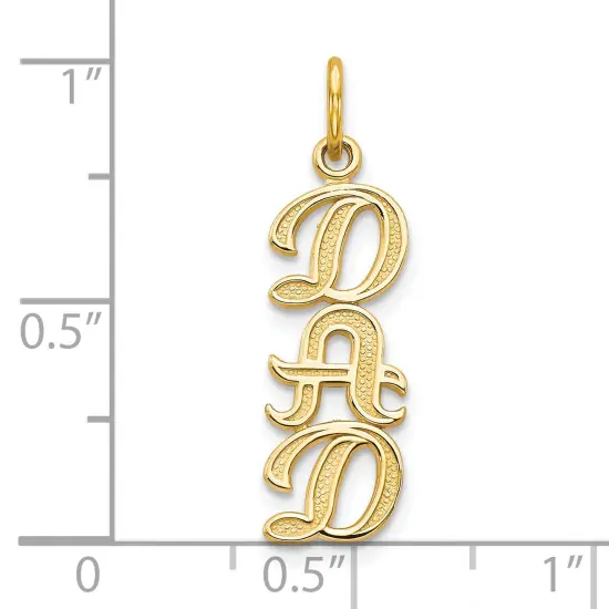 10K Yellow Gold Dad Charm Polished Father Jewelry New 25 X 7mm {2}