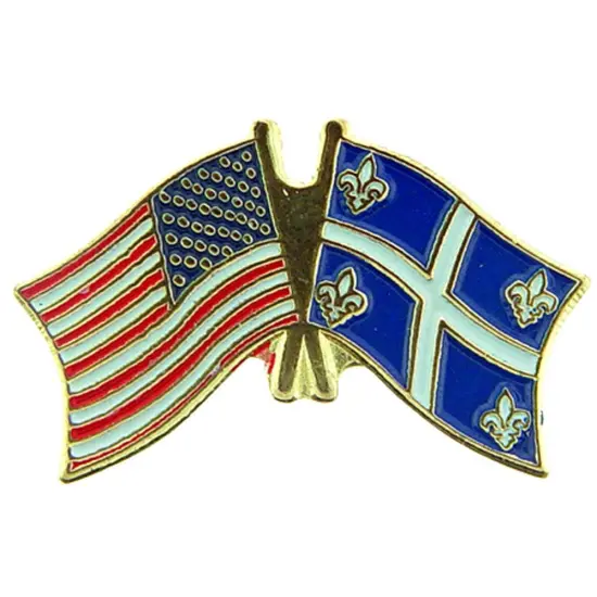 American & Quebec Flags Pin 1" {1}