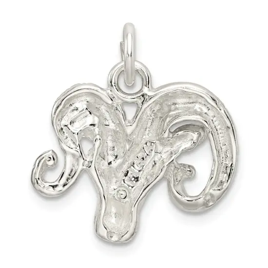 Sterling Silver Ram Charm Pendant Animal Jewelry 18mm x 19mm {4}