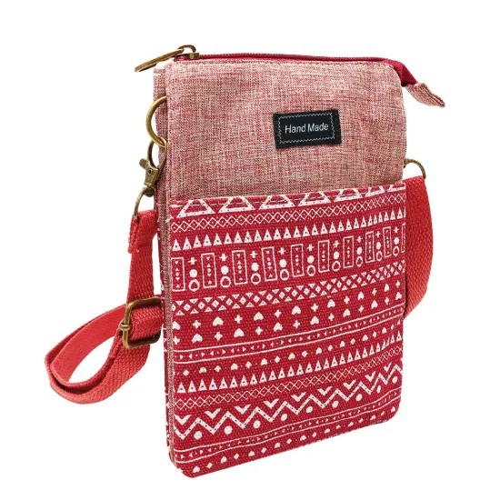 Wrapables Mini Crossbody Cell Phone Bag Zip Top / Red Deco {1}