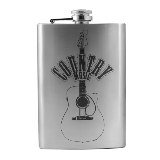 8oz Country Music Stainless Steel Flask Guitar Novelty {1}
