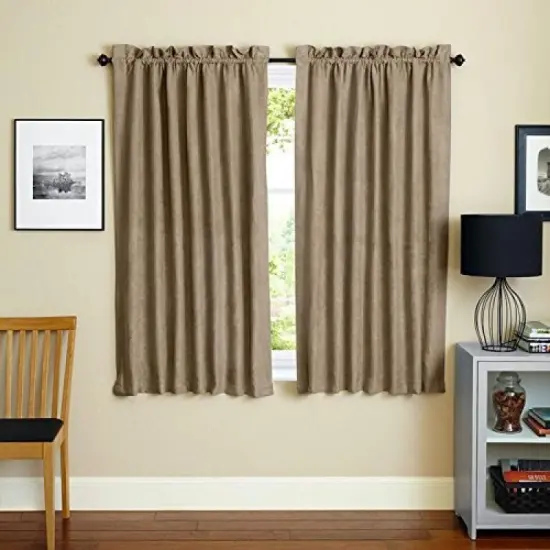 Blazing Needles 63-inch by 52-inch Microsuede Blackout Curtain Panels (Set of 2) - Java {1}