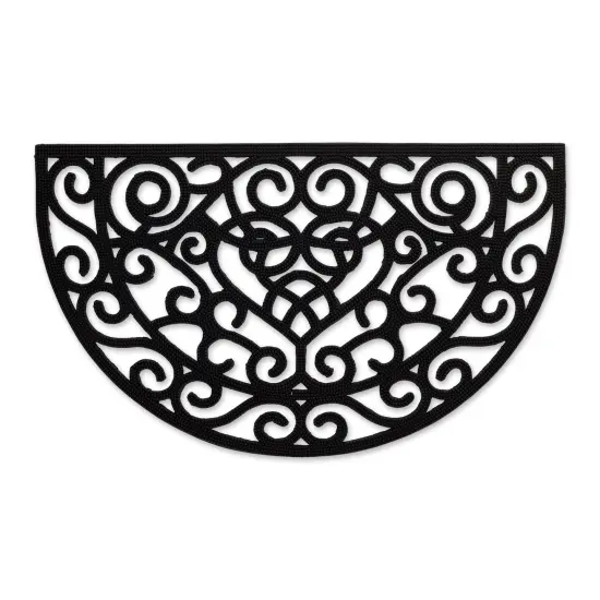 HEART SCROLL HALF MOON PIN RUBBER DOORMAT {1}