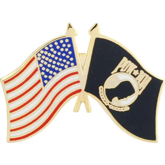 American & POW MIA Flags Pin 1" {1}