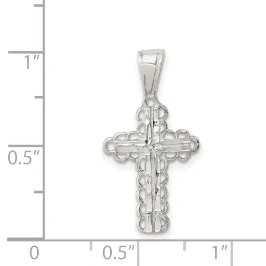 Sterling Silver Cross Charm Religious Jewelry 27mm x 14mm {2}