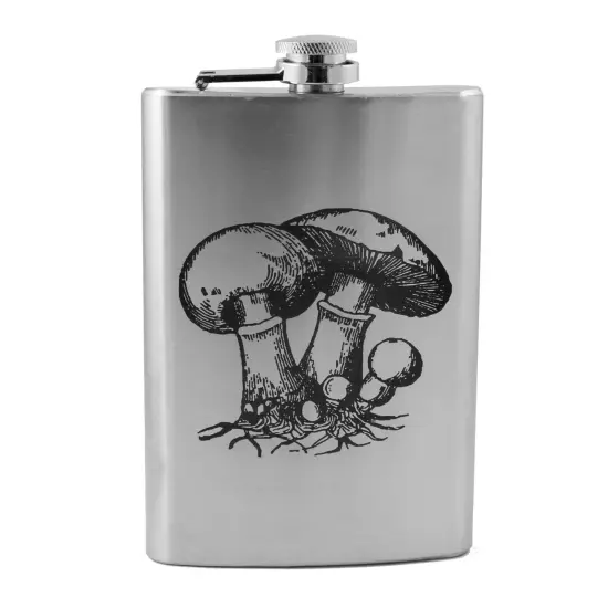 8oz Mushroom 1 Stainless Steel Flask {1}