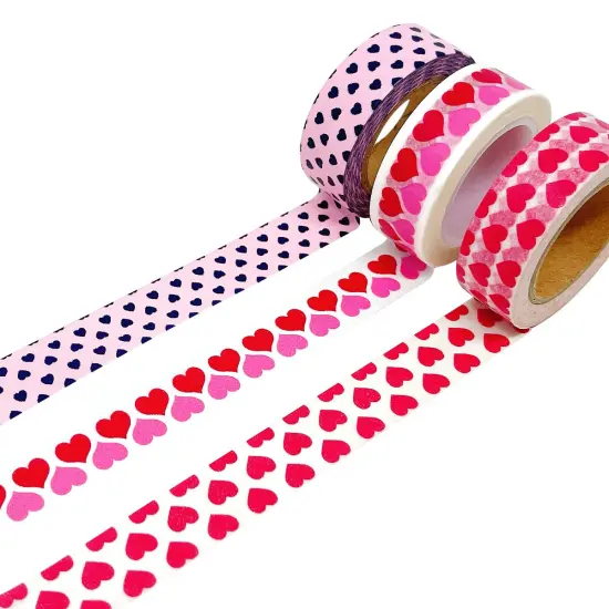 Wrapables Masking Tape Washi Tapes Valentine Hearts Washi Tape Set of 3 Set 2 {4}