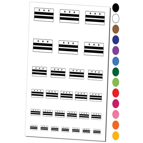 Washington D.C. District of Columbia Flag Temporary Tattoo Water Resistant Fake Body Art Set Collection Light Green {1}