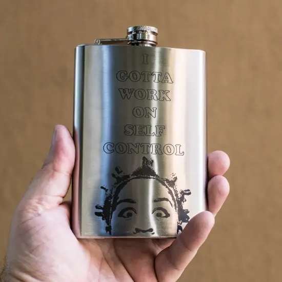 8oz I Gotta Work on Self Control Stainless Steel Flask {3}