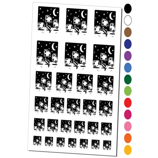 Counting Jumping Sleeping Sheep with Moon and Stars at Night Temporary Tattoo Water Resistant Fake Body Art Set Light Green {1}