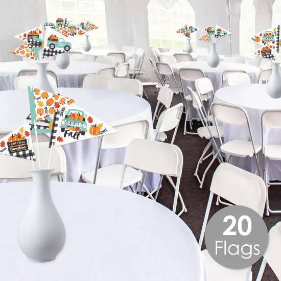 Big Dot of Happiness Happy Fall Truck - Triangle Harvest Pumpkin Party Photo Props - Pennant Flag Centerpieces - Set of 20 {3}