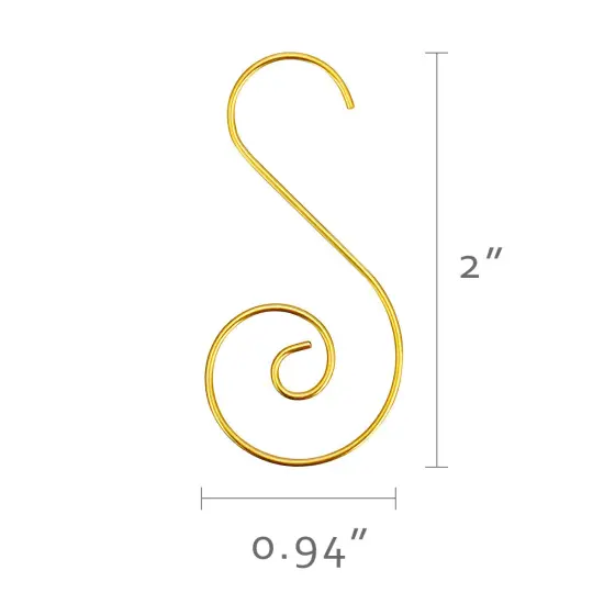 Wrapables Christmas Tree Ornament Hooks, S-Shaped Swirl Hooks for Hanging Decorations (Pack of 80) Silver & Gold {2}